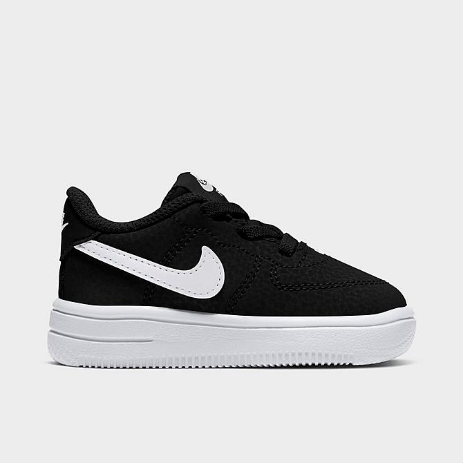 Front view of Kids' Toddler Nike Air Force 1 '18 Casual Shoes in Black/White Click to zoom