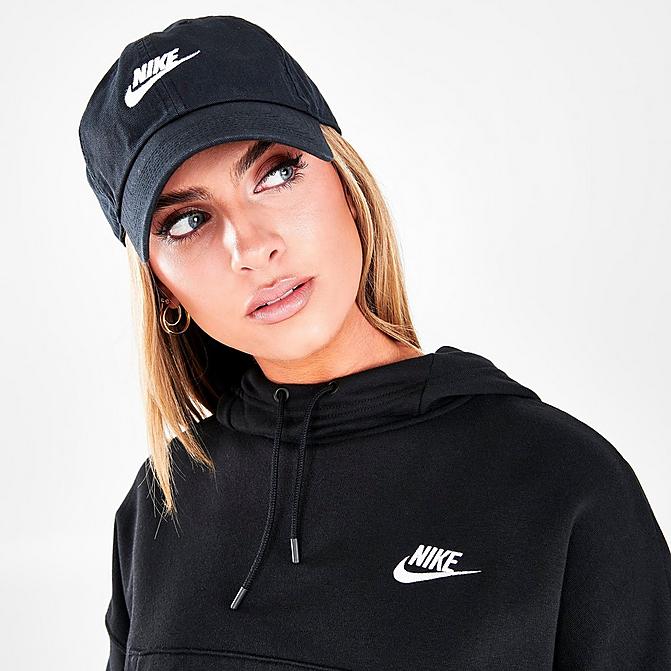 Right view of Nike Sportswear Heritage86 Futura Washed Adjustable Back Hat in Black/White Click to zoom