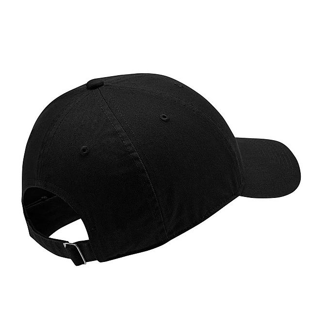 Front view of Nike Sportswear Heritage86 Futura Washed Adjustable Back Hat in Black/White Click to zoom