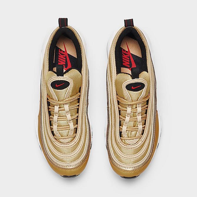 Back view of Big Kids' Nike Air Max 97 OG Casual Shoes in Metallic Gold/Varsity Red/Black/White Click to zoom