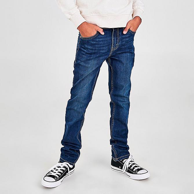 Back Left view of Boys' Levi's® 512™ Slim Taper Fit Performance Jeans in Catch A Wave Click to zoom
