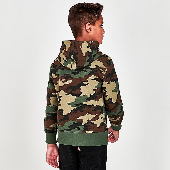 Back Right view of Boys' Levi's® Allover Camo Print Hoodie in Camo Click to zoom