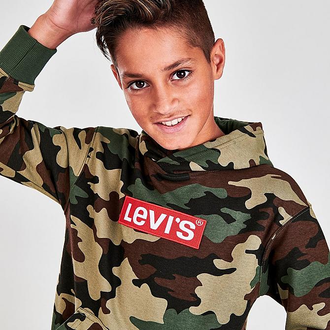 On Model 5 view of Boys' Levi's® Allover Camo Print Hoodie in Camo Click to zoom