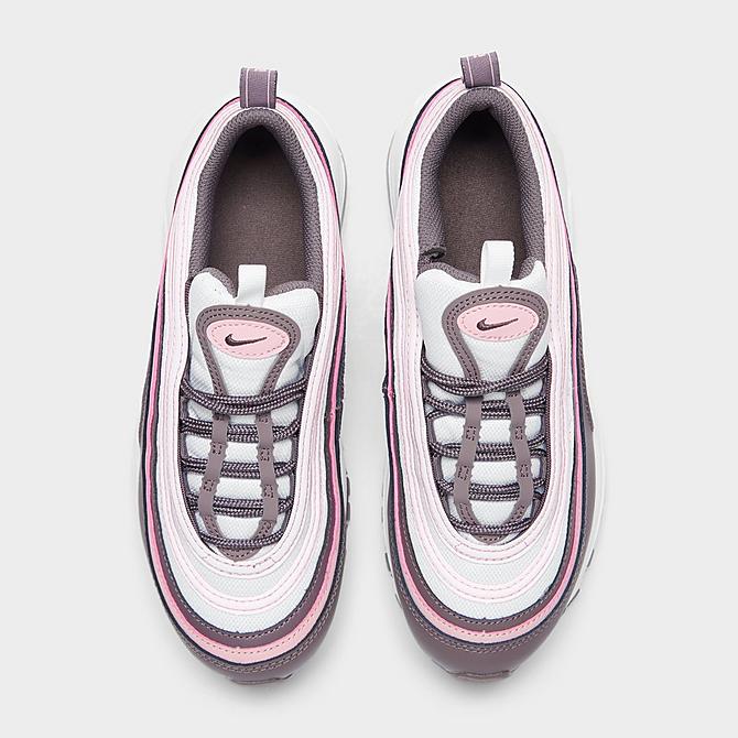 Back view of Girls' Big Kids' Nike Air Max 97 Casual Shoes in Violet Ore/Pink Glaze/White Click to zoom