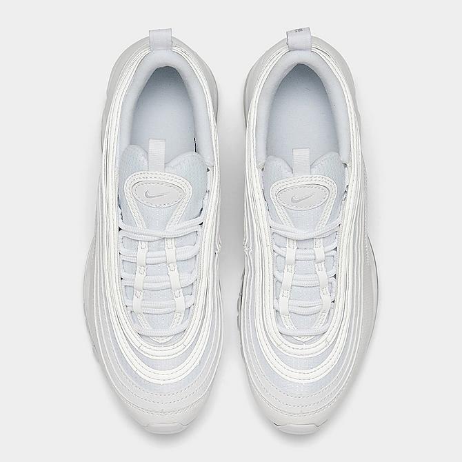 Back view of Big Kids' Nike Air Max 97 Casual Shoes in White/White/Metallic Silver Click to zoom