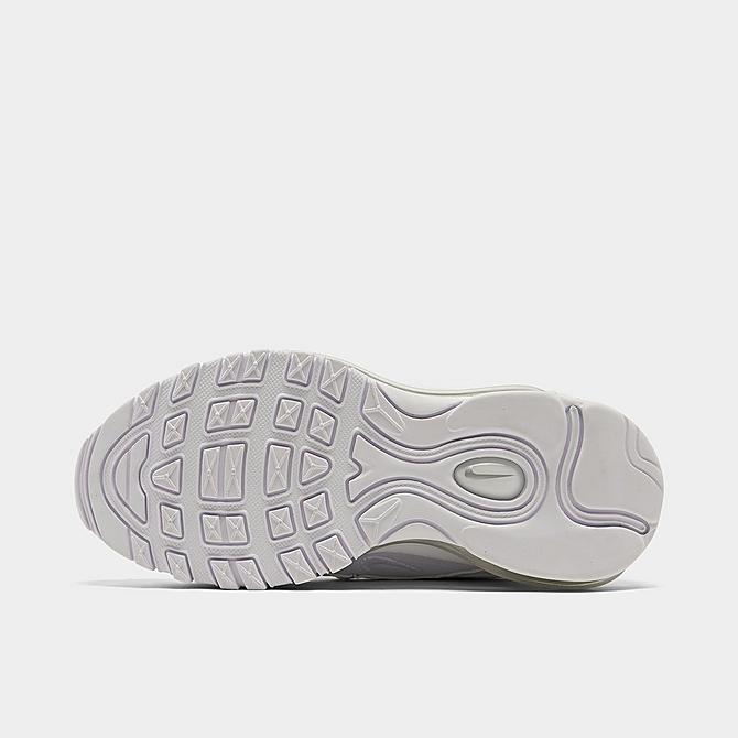 Bottom view of Big Kids' Nike Air Max 97 Casual Shoes in White/White/Metallic Silver Click to zoom