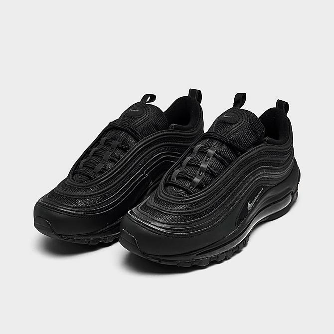 Three Quarter view of Women's Nike Air Max 97 Casual Shoes in Black/Dark Grey Click to zoom