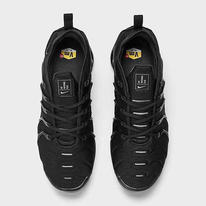 Back view of Nike Air VaporMax Plus Running Shoes in Black/Black/Dark Grey Click to zoom