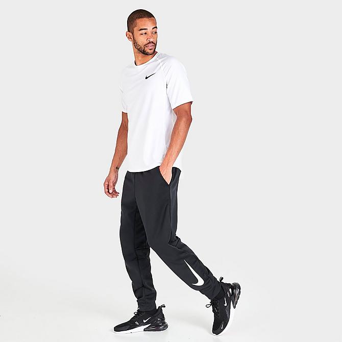 Front Three Quarter view of Men's Nike Therma HBR Training Jogger Pants in Black/White Click to zoom