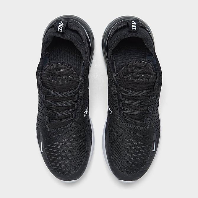 Back view of Big Kids' Nike Air Max 270 Casual Shoes in Black/White/Anthracite Click to zoom