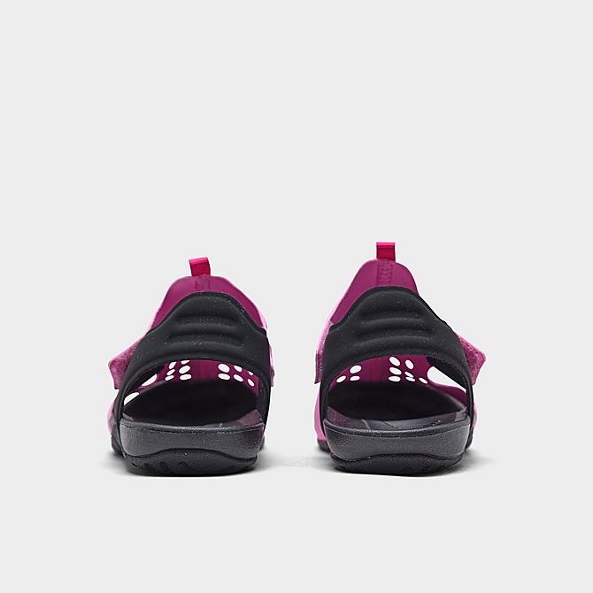 Left view of Girls' Little Kids' Nike Sunray Protect 2 Hook-and-Loop Sandals in Psychic Pink/Black/Laser Fuchsia Click to zoom