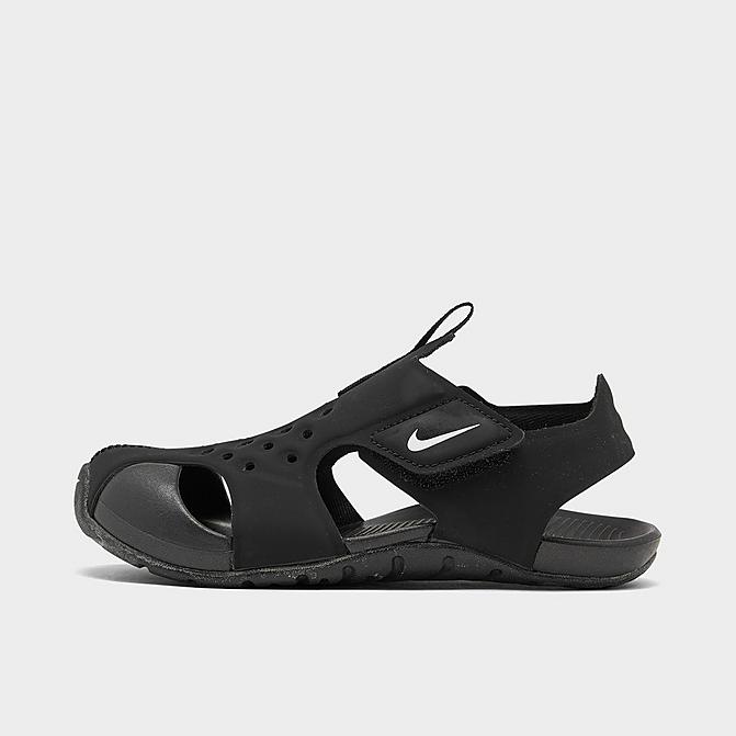 Right view of Boys' Little Kids' Nike Sunray Protect 2 Hook-and-Loop Sandals in Black/White Click to zoom