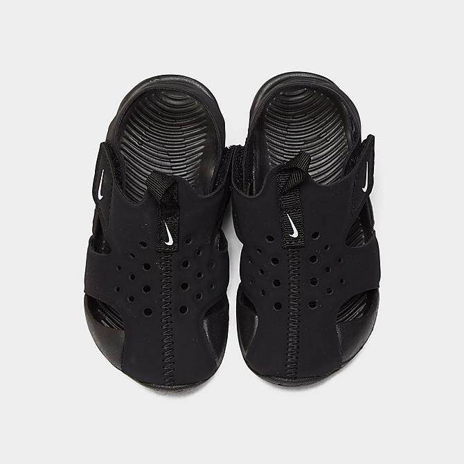 Back view of Boys' Toddler Nike Sunray Protect 2 Hook-and-Loop Sandals in Black/White Click to zoom