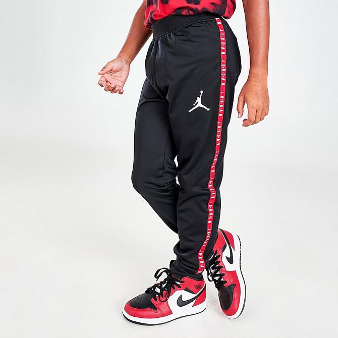 Back Left view of Boys' Jordan Tape Track Suit in Black/Red Click to zoom