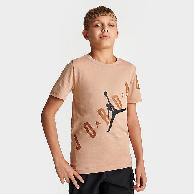 Front view of Kids' Jordan Stretch Logo T-Shirt in Hemp Click to zoom