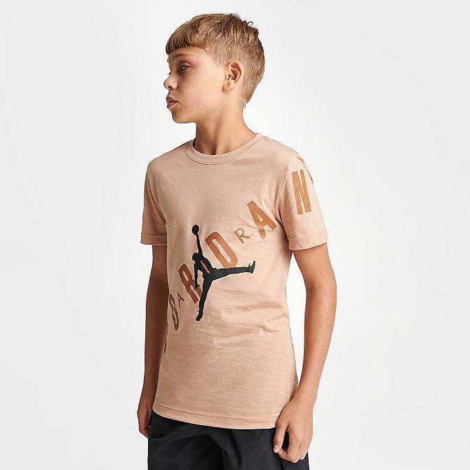 Back Left view of Kids' Jordan Stretch Logo T-Shirt in Hemp Click to zoom