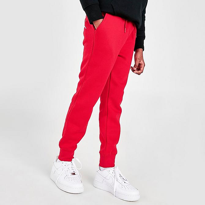 Back Left view of Boys' Jordan Jumpman by Nike Jogger Sweatpants in Red/Black Click to zoom