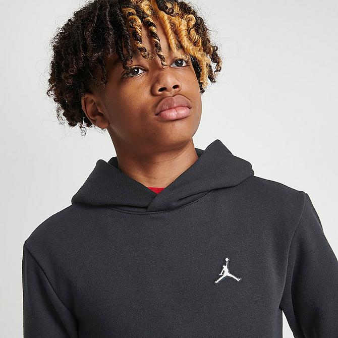 On Model 5 view of Boys' Jordan Essentials Logo Hoodie in Black Click to zoom