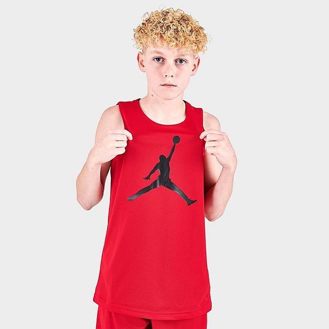 Front view of Boys' Jordan Dri-FIT Reversible Tank in Gym Red Click to zoom
