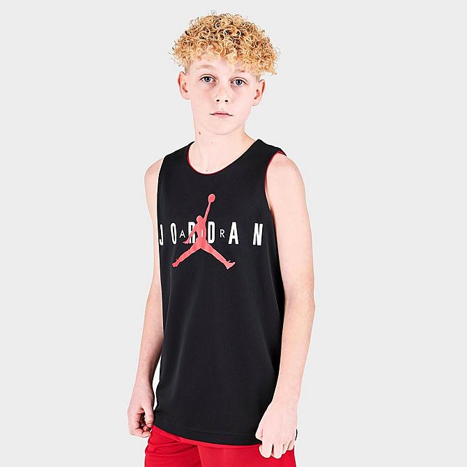 Back Left view of Boys' Jordan Dri-FIT Reversible Tank in Gym Red Click to zoom