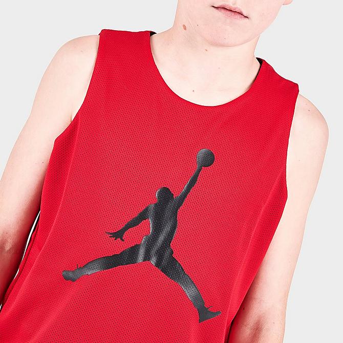 On Model 6 view of Boys' Jordan Dri-FIT Reversible Tank in Gym Red Click to zoom