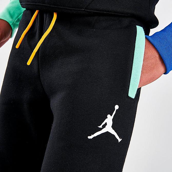 Back Right view of Boys' Jordan KSA Mismatch Fleece Jogger Pants in Black Click to zoom