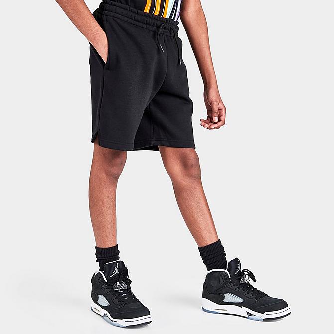 Back Left view of Boys' Jordan Essentials Fleece Shorts in Black Click to zoom