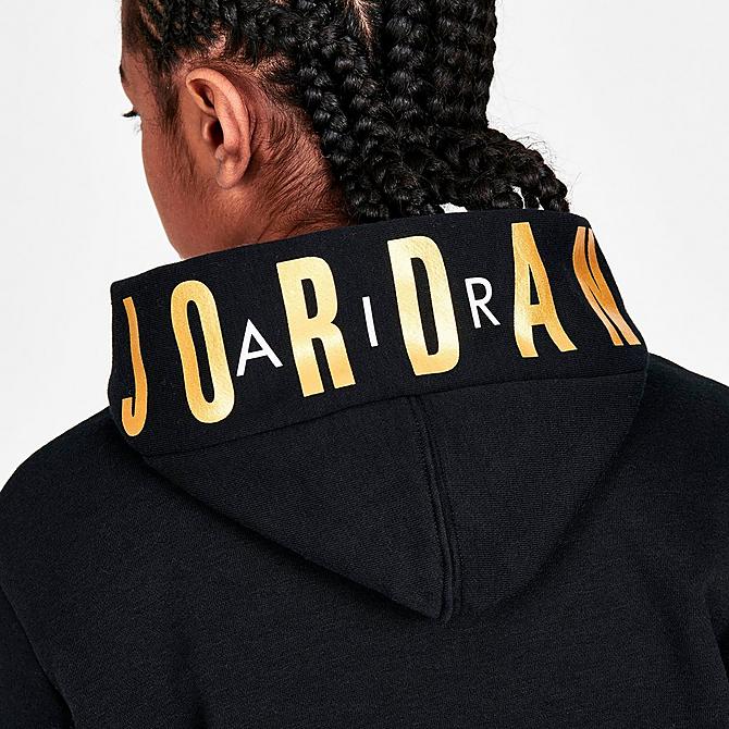 On Model 5 view of Boys' Jordan Jumpman by Nike Metallic Hoodie in Black/Gold Click to zoom