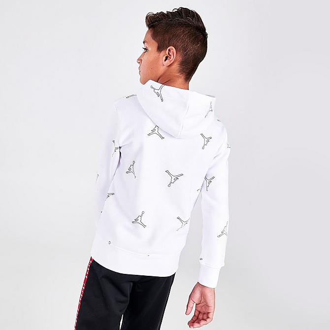 Back Right view of Boys' Jordan Jumpman All Over Print Hoodie in White Click to zoom