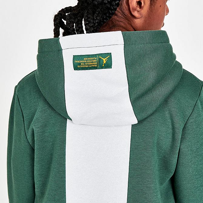 On Model 6 view of Boys' Jordan Air Utility Pullover Hoodie in Noble Green Click to zoom