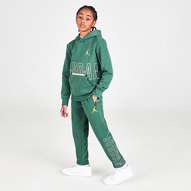 Front view of Boys' Jordan Air Utility Jogger Pants in Noble Green Click to zoom