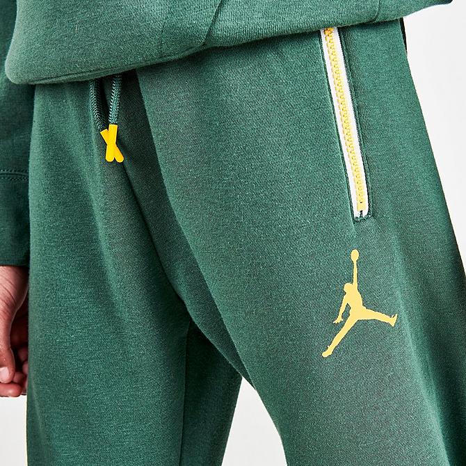 On Model 5 view of Boys' Jordan Air Utility Jogger Pants in Noble Green Click to zoom