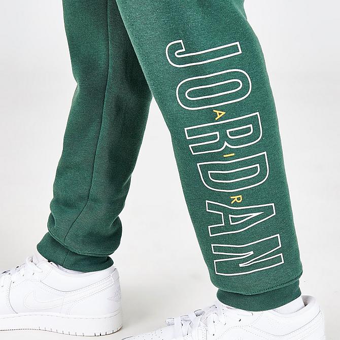 On Model 6 view of Boys' Jordan Air Utility Jogger Pants in Noble Green Click to zoom