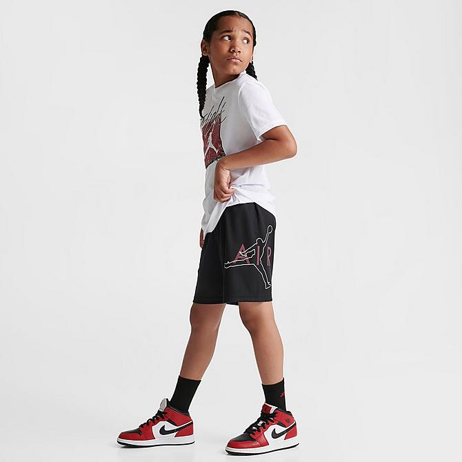 Front Three Quarter view of Kids' Jordan Jumpman Air Mesh Shorts in Black Click to zoom
