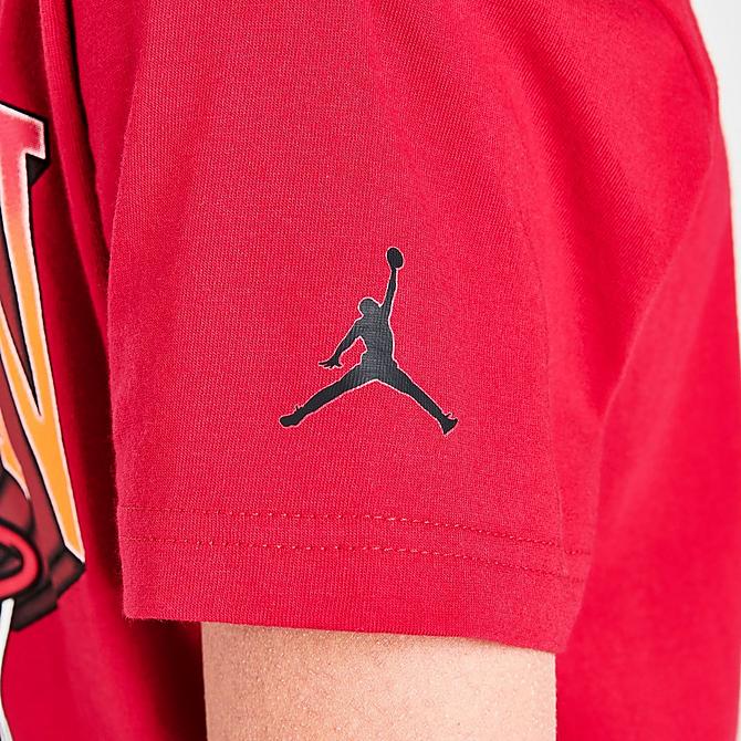 On Model 6 view of Boys' Jordan Hoops Style T-Shirt in Red Click to zoom