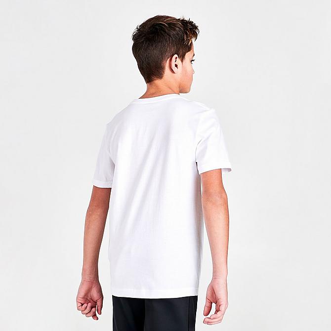 Back Right view of Boys' Jordan Jumpman HBR World T-Shirt in White/Black/Red Click to zoom