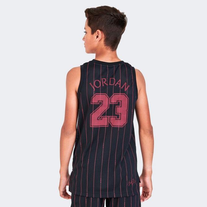 Jordan 23 Striped Jersey Big Kids Top in Black, Size: XL | 45C655-I13