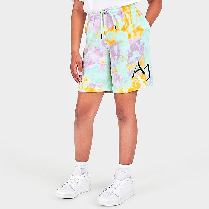 Front view of Girls' Jordan Jumpman French Terry Shorts in Mint Foam Click to zoom