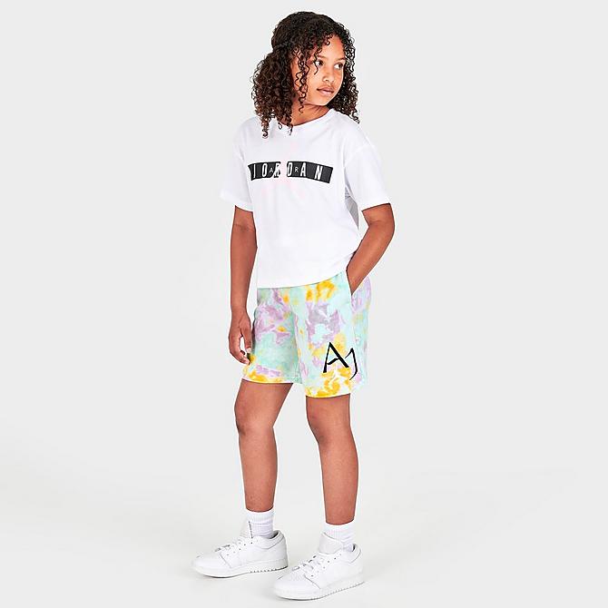 Front Three Quarter view of Girls' Jordan Jumpman French Terry Shorts in Mint Foam Click to zoom