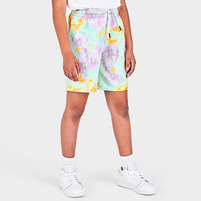 Back Left view of Girls' Jordan Jumpman French Terry Shorts in Mint Foam Click to zoom