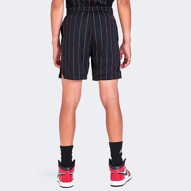 Back Right view of Kids' Jordan Pinstripe Basketball Shorts in Black Click to zoom