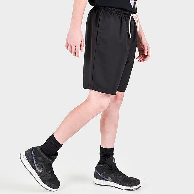 Back Left view of Kids' Jordan Jumpman Woven Play Shorts in Black Click to zoom