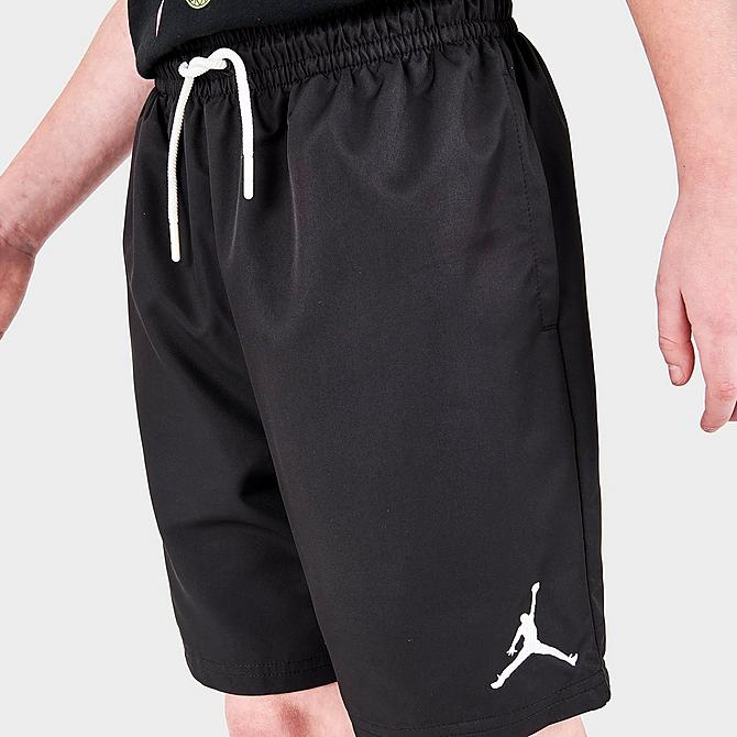 On Model 5 view of Kids' Jordan Jumpman Woven Play Shorts in Black Click to zoom