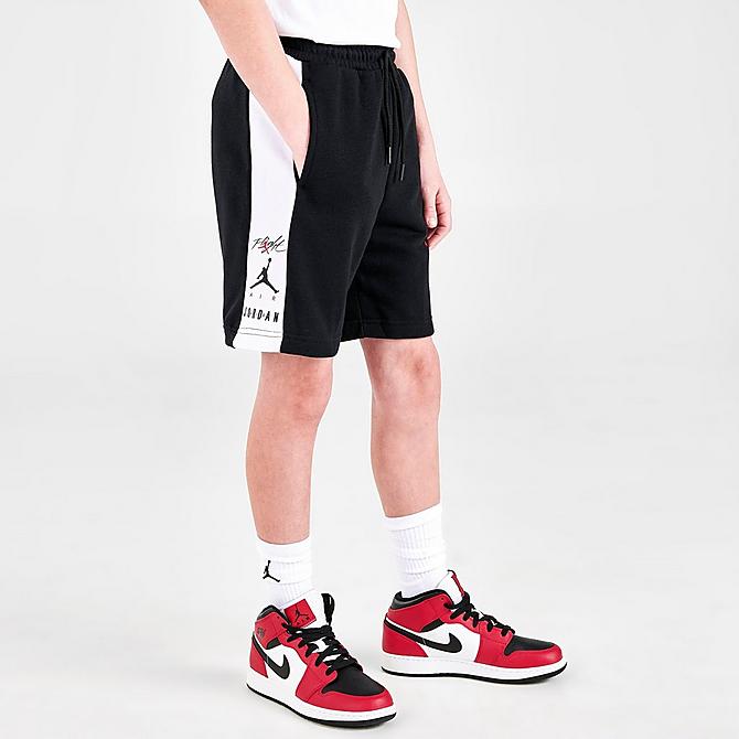Back Left view of Boys' Jordan Jumpman Triple Threat Shorts in Black/White Click to zoom