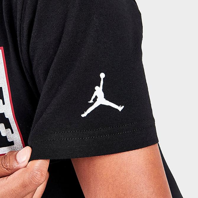 On Model 6 view of Boys' Jordan AJ12 Highlights T-Shirt in Black Click to zoom