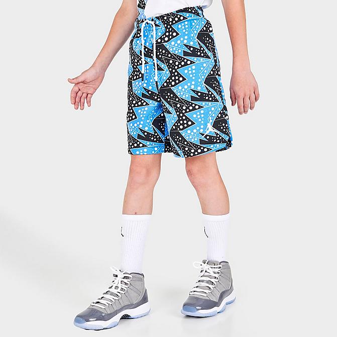 Front view of Boys' Jordan AJ6 March Madness Fleece Shorts in University Blue Click to zoom