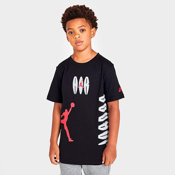 Front view of Kids' Jordan Jumpman MVP Air Graphic T-Shirt in Black Click to zoom