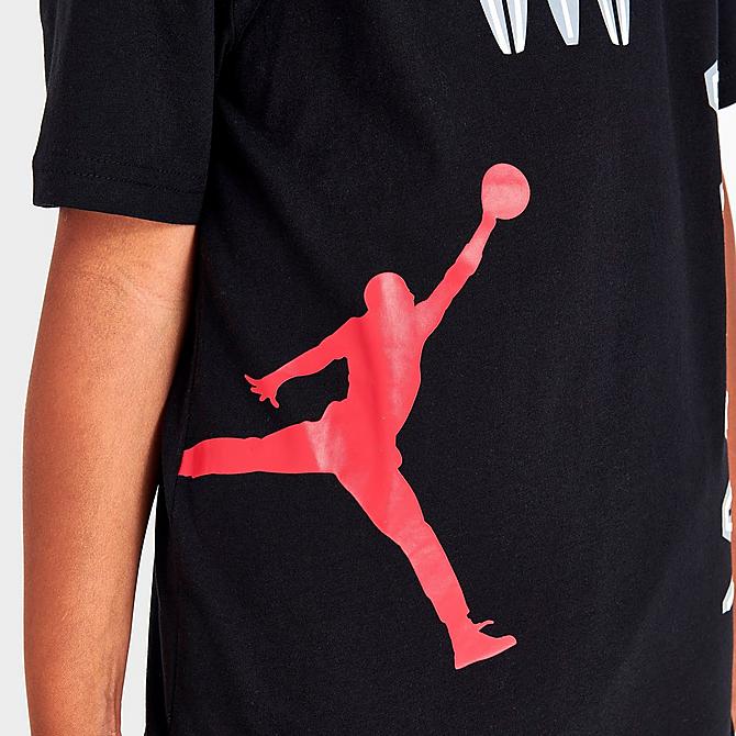 On Model 6 view of Kids' Jordan Jumpman MVP Air Graphic T-Shirt in Black Click to zoom
