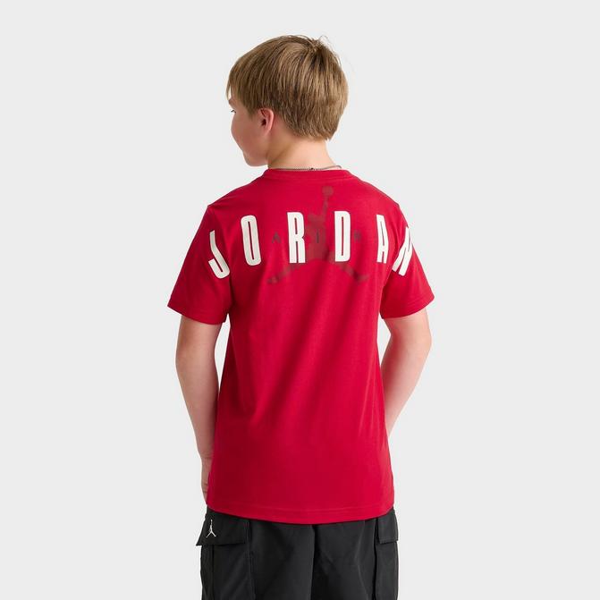 [angle] view of Kids' Jordan Courtyard T-Shirt in Gym Red Click to zoom