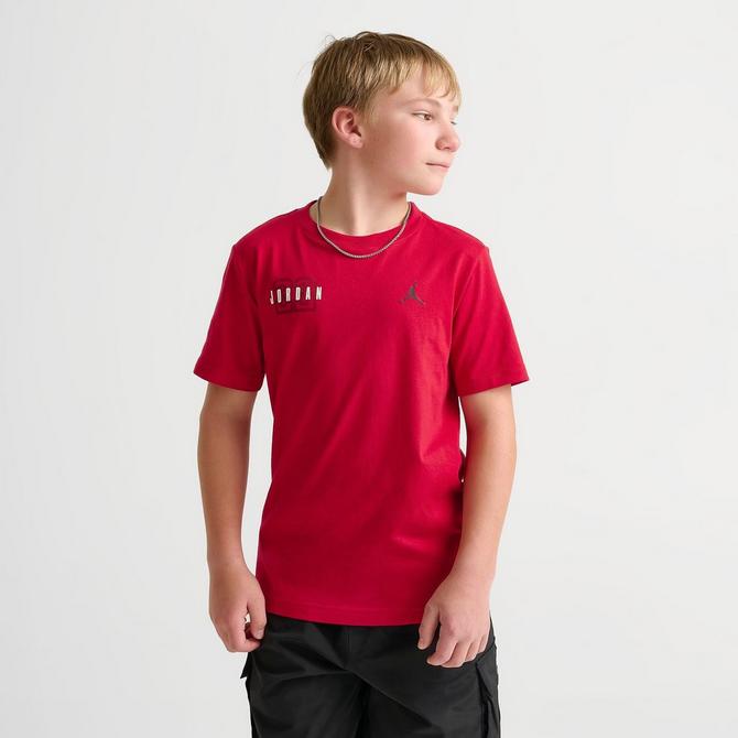 [angle] view of Kids' Jordan Courtyard T-Shirt in Gym Red Click to zoom
